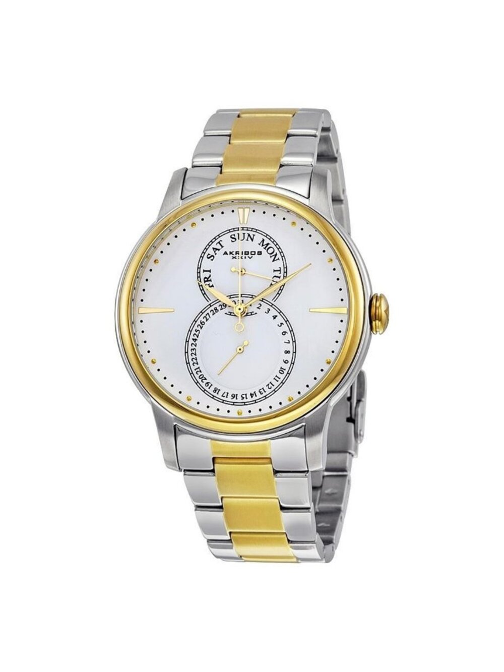 NWT Akribos XXIV White Matte Dial Two-tone Men's Watch